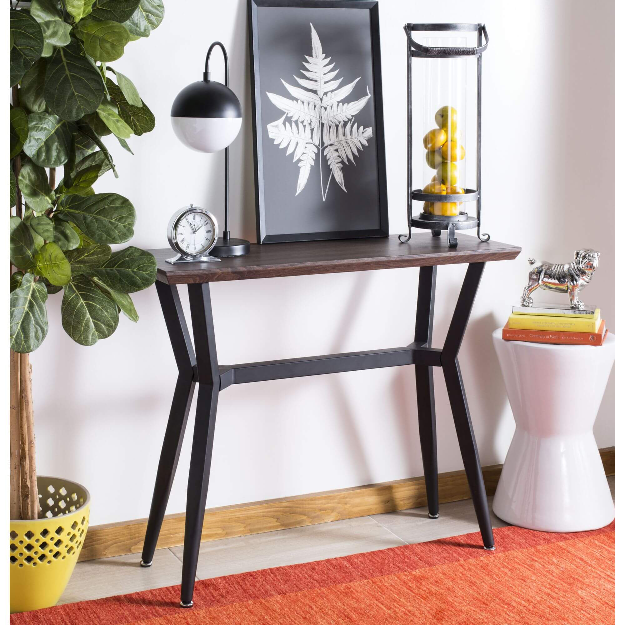 Sema Rectangular Midcentury Modern Console Table - Brown