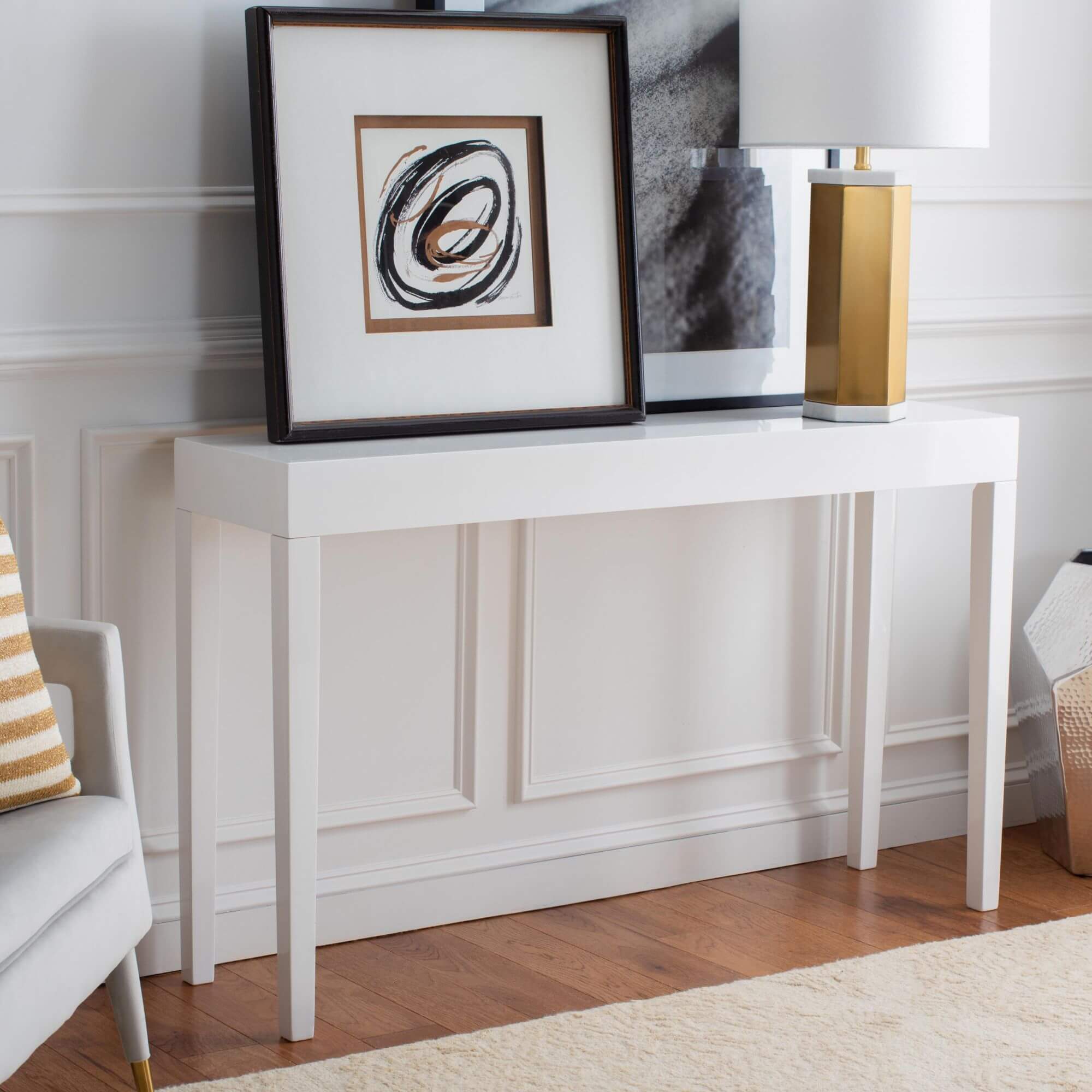 Albus Mid Century Scandinavian Lacquer Console Table - White