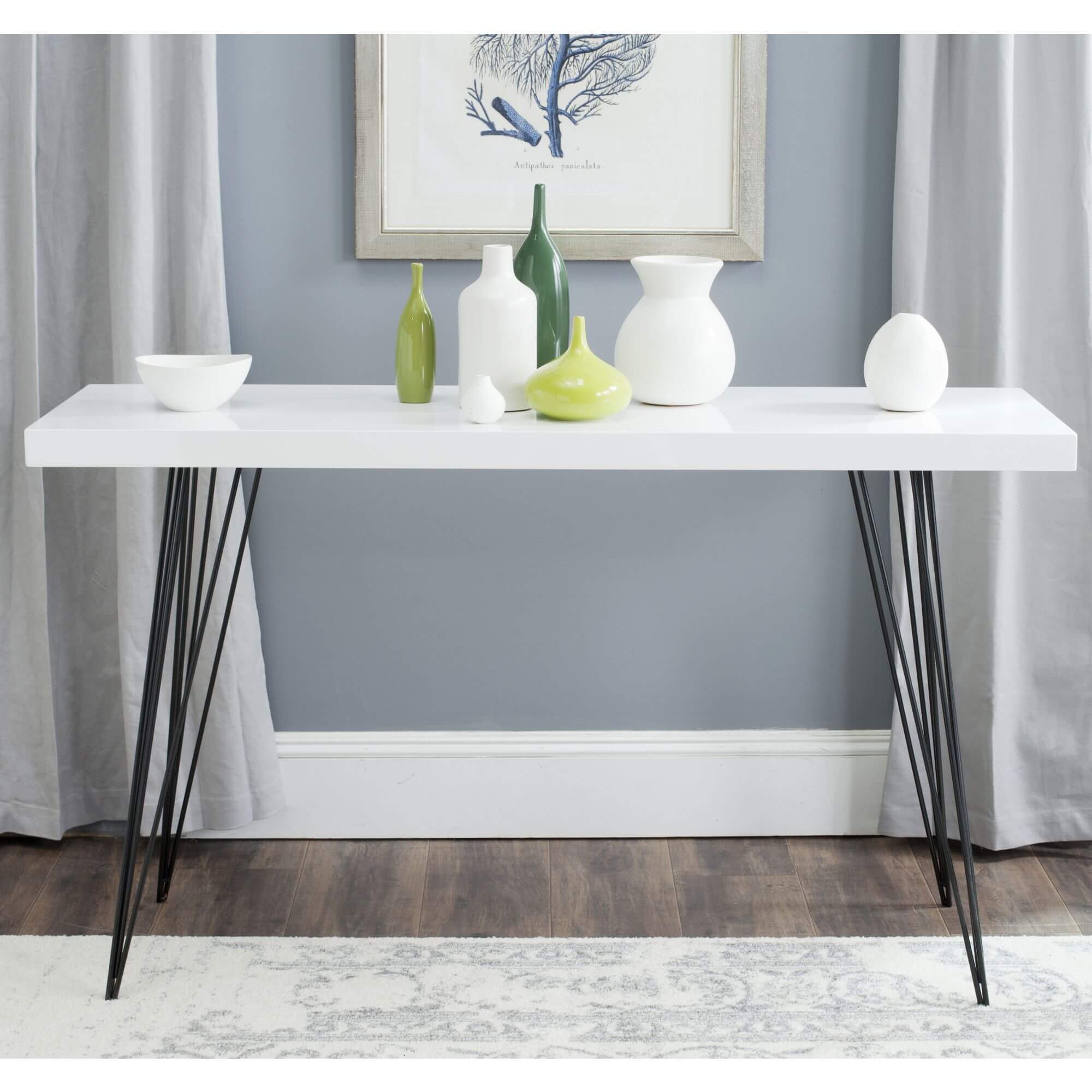Athena Retro Mid Century Lacquer Console - White