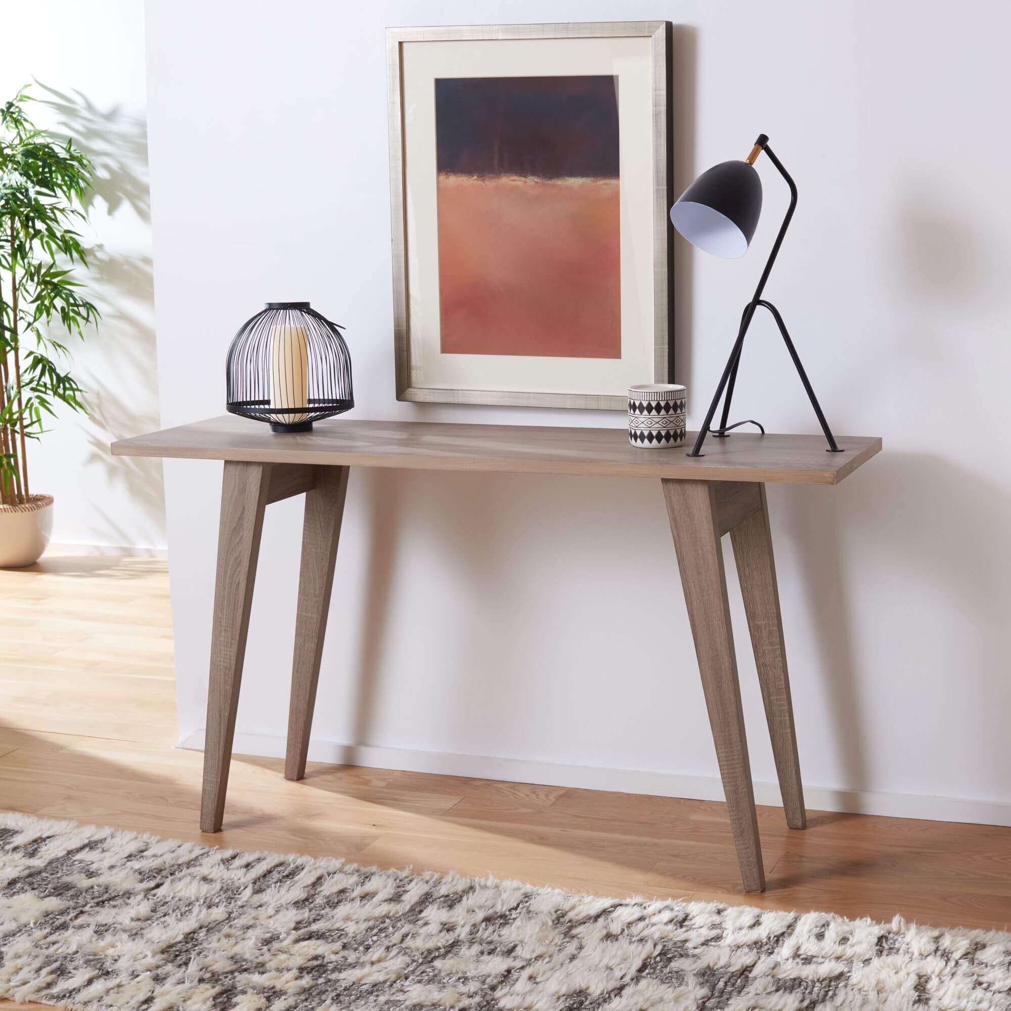 Peyton Retro Mid Century Wood Console - Oak
