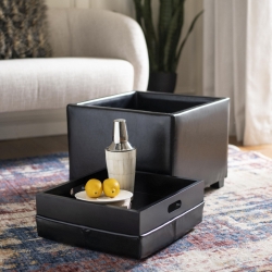 Palmer Single Tray Ottoman - Black