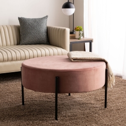 Fulton Round Cocktail Ottoman - Dusty Rose