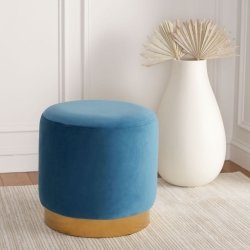 Kumani Round Ottoman - Denim Blue