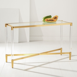 Reese Acrylic Console Table - Gold