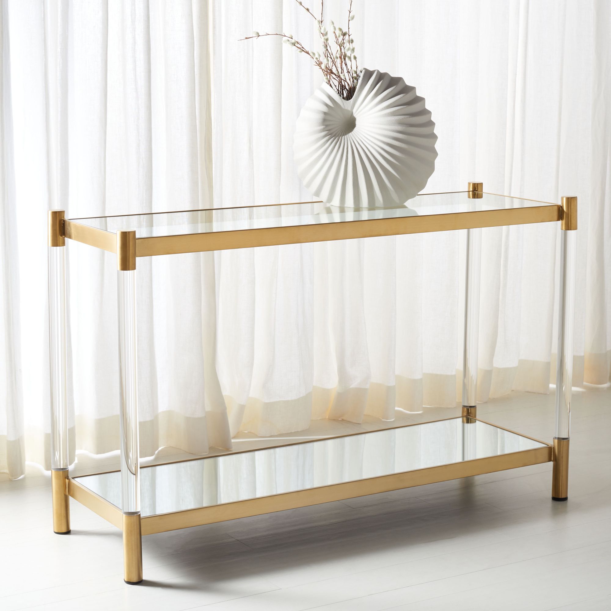 Petra Acrylic Console Table - Brass