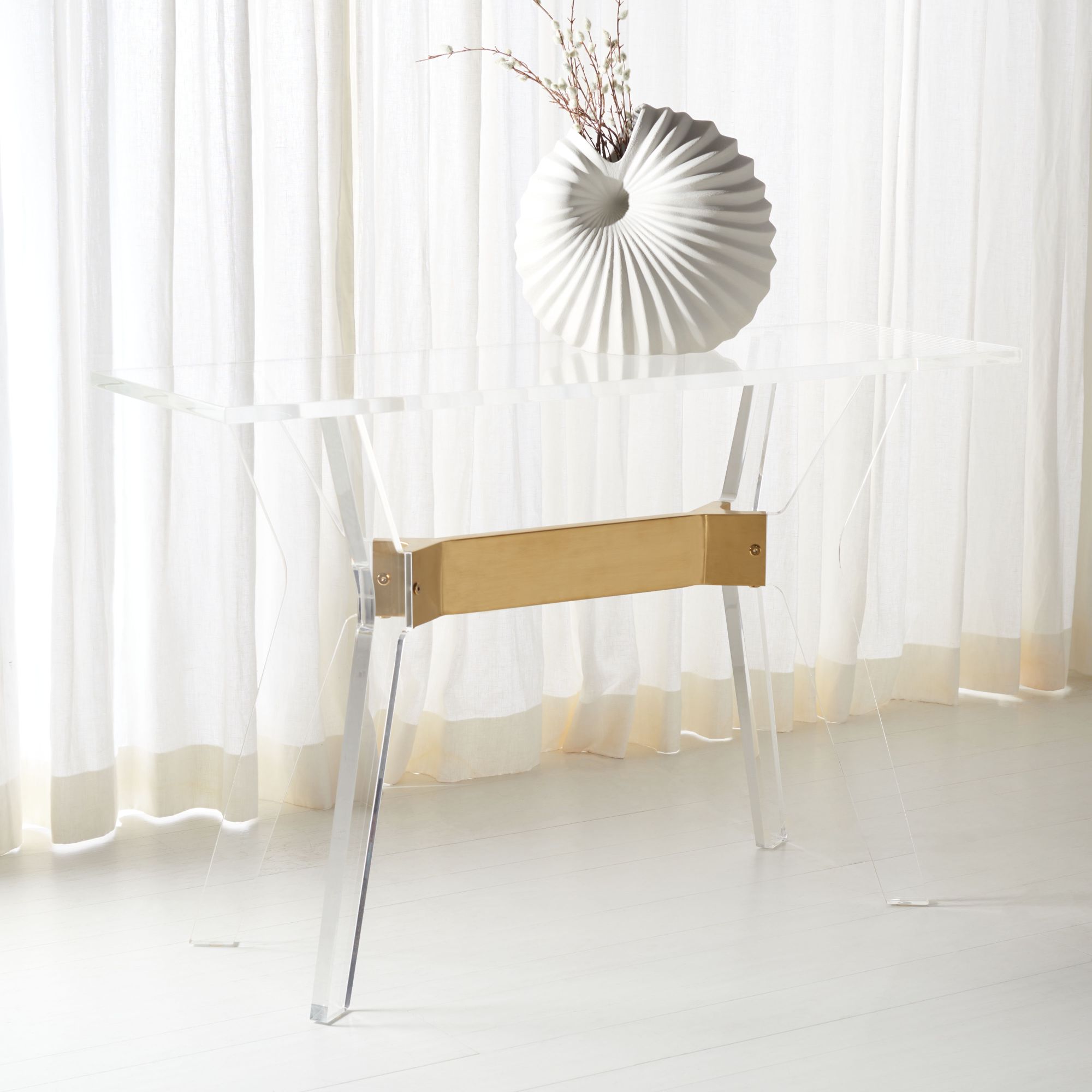 Alyssa Acrylic Console Table - Brass