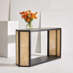 Dash Rattan Console Table - Black