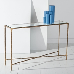 Errington Forged Metal Rectangle Console Table - Brass