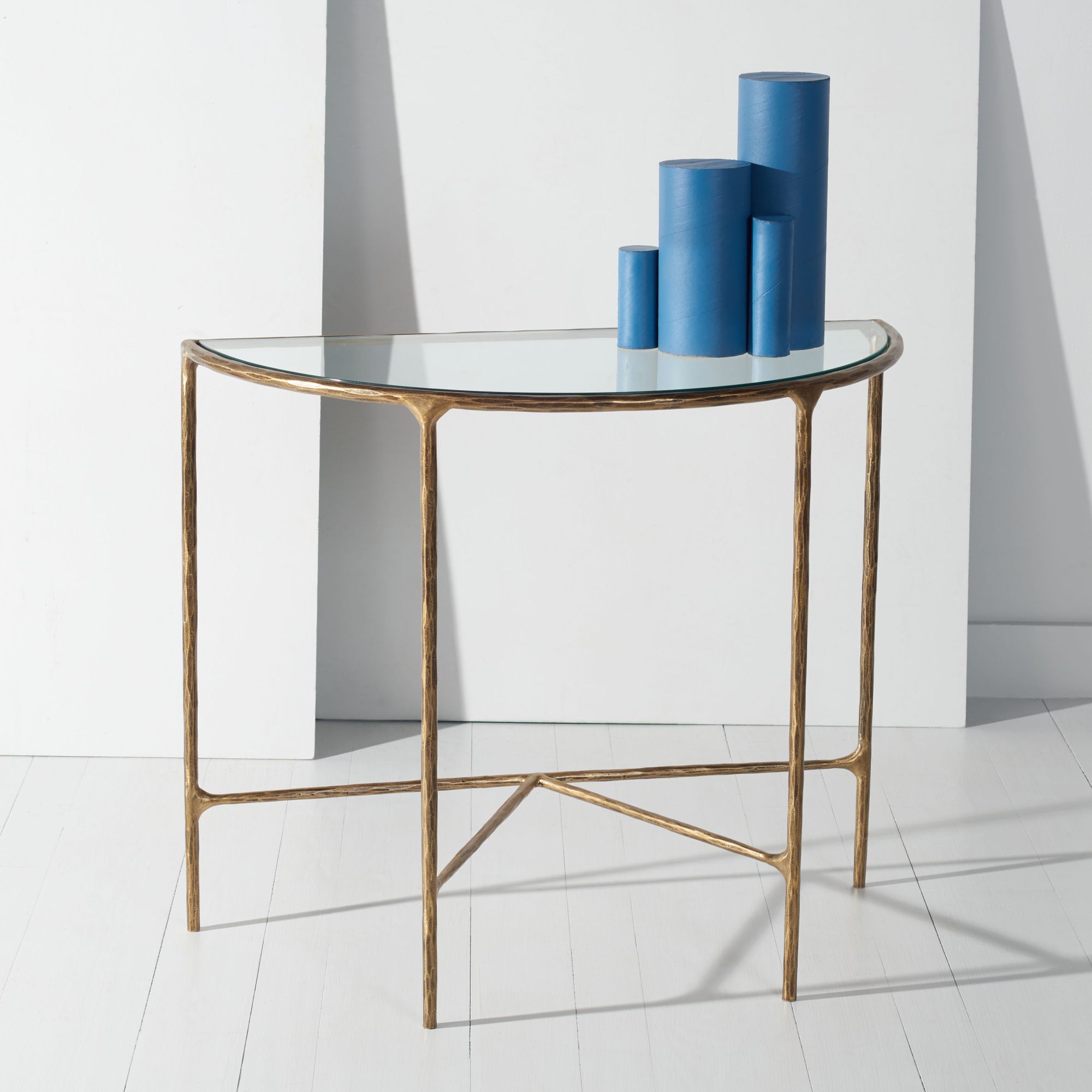 Sadie Forged Metal Console Table - Brass