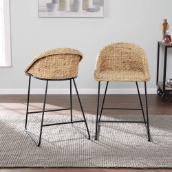 Landrine Water Hyacinth Counter Stools – 2pc Set