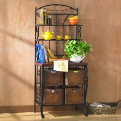 Iron/Wicker Bakers Rack
