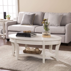 Laverly Traditional Oval Cocktail Table – Whitewash