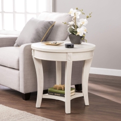Laverley Traditional Round End Table – Whitewash