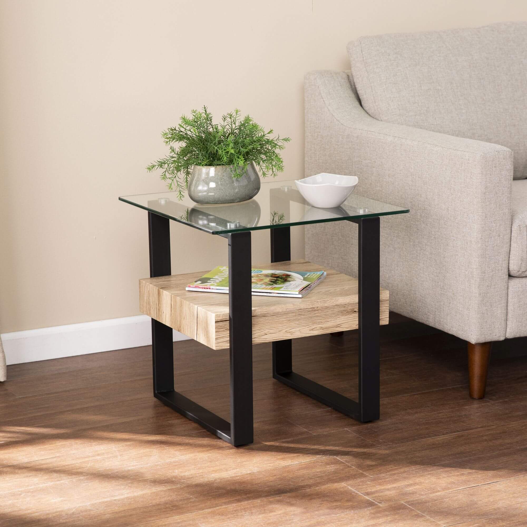 Granstead Farmhouse End Table w/ Shelf