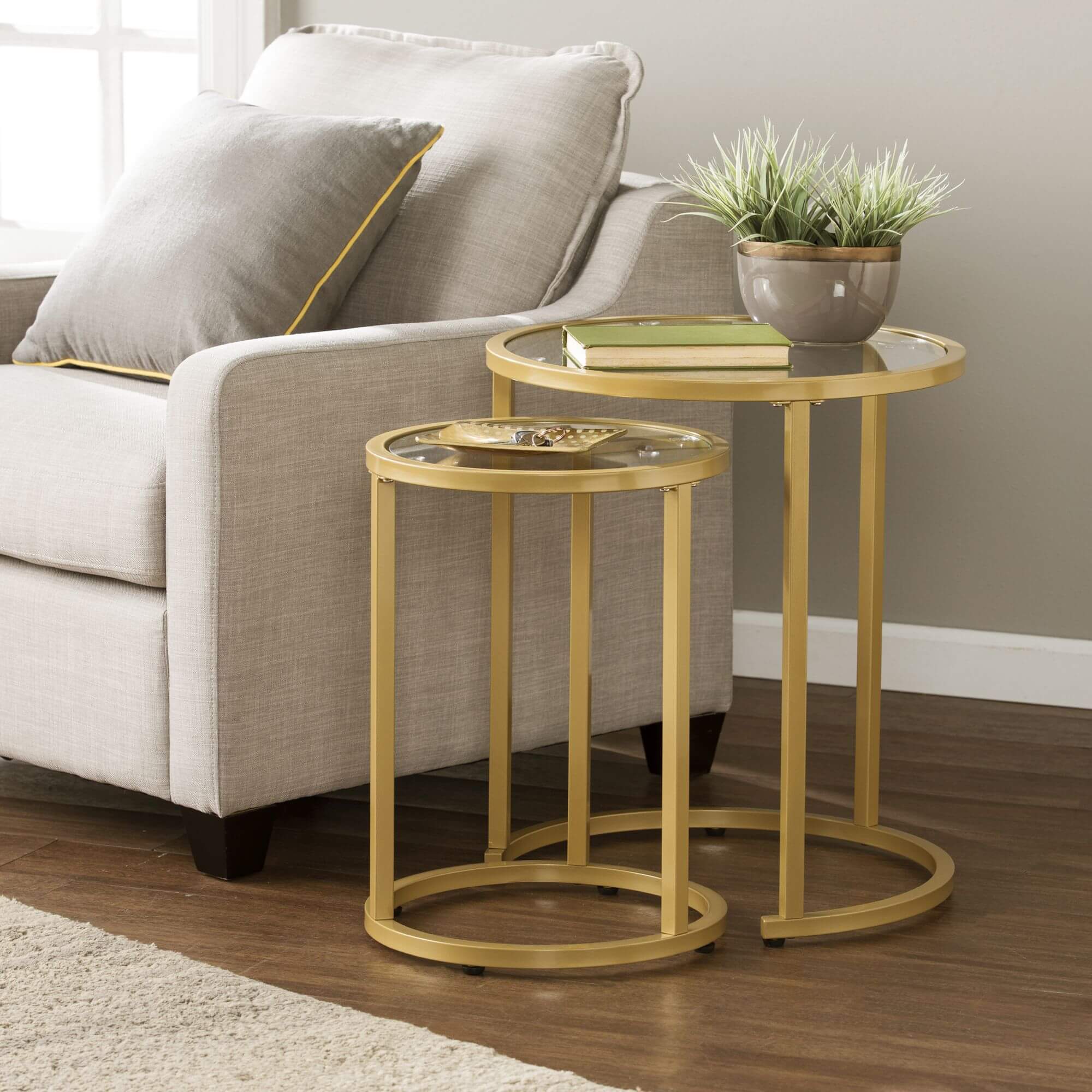 Evelyn Glam Nesting Side Table 2pc Set – Gold