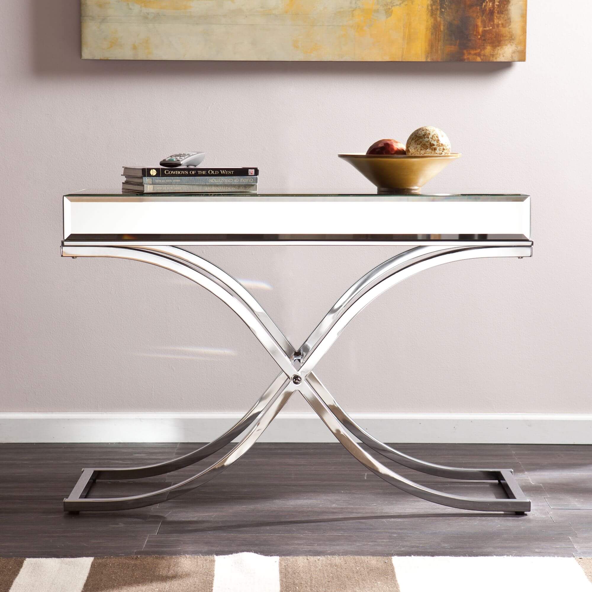 Ava Mirrored Console Table - Chrome