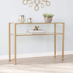 Jaymes Gold Metal and Glass Console Table