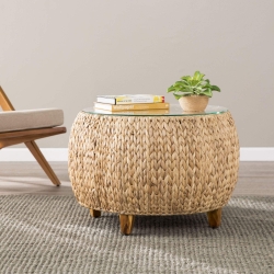 Jokobe Round Water Hyacinth Cocktail Table