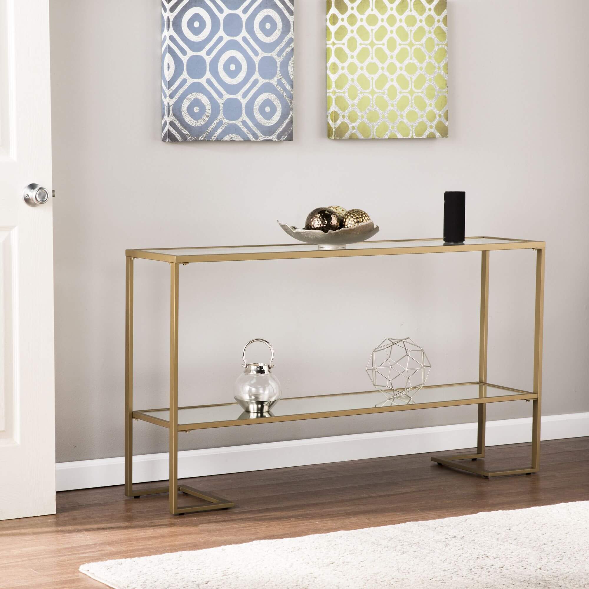 Horten Glam Narrow Console - Gold w/ Mirror