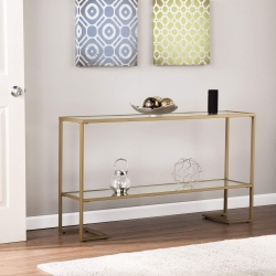 Horten Glam Narrow Console - Gold w/ Mirror