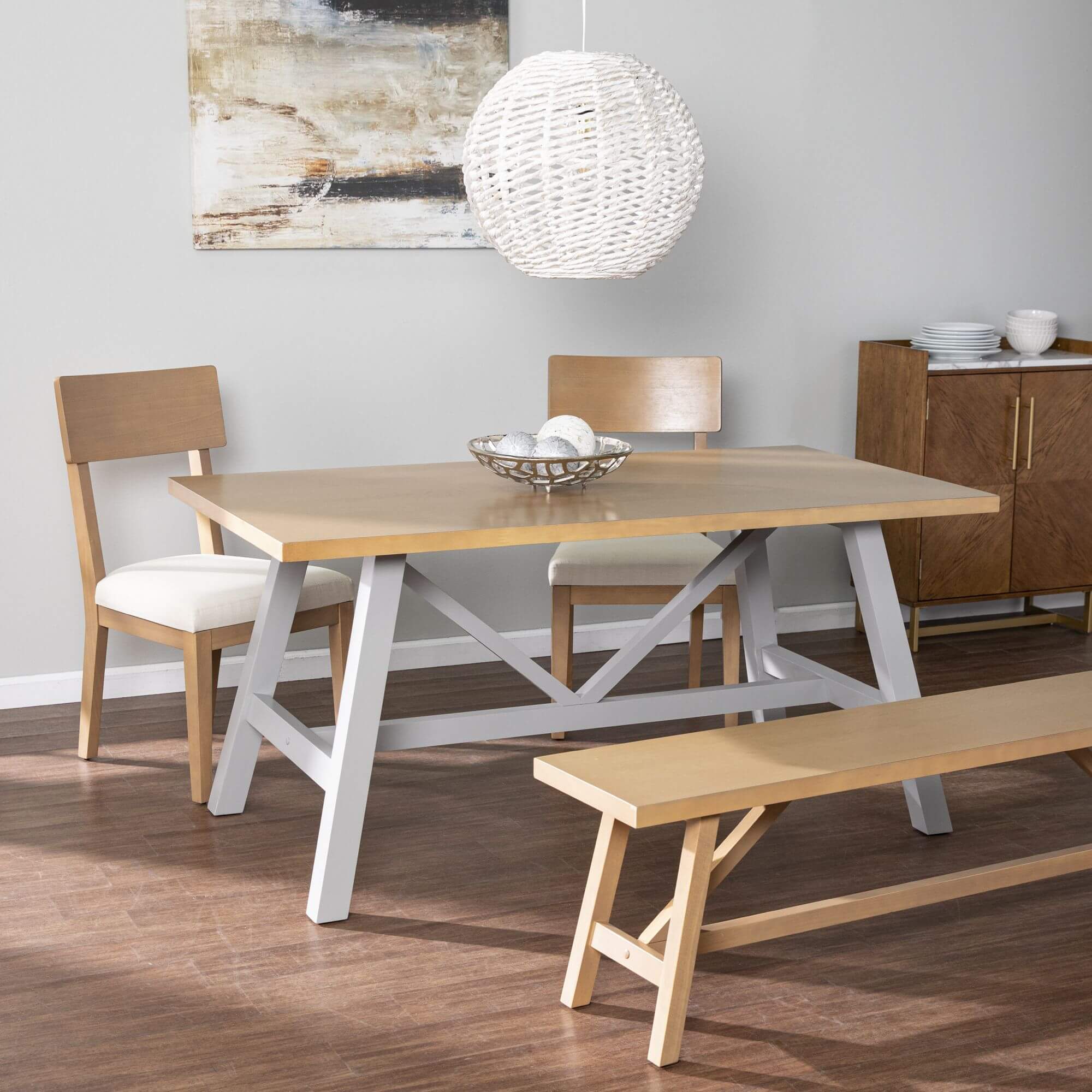 Hambleden Farmhouse Dining Set – 4pc w/ chairs and bench