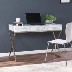 Kamblemore Faux Marble Writing Desk w/ Storage