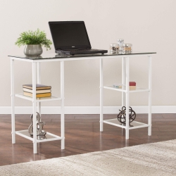 Aiden Metal/Glass Writing Desk - White
