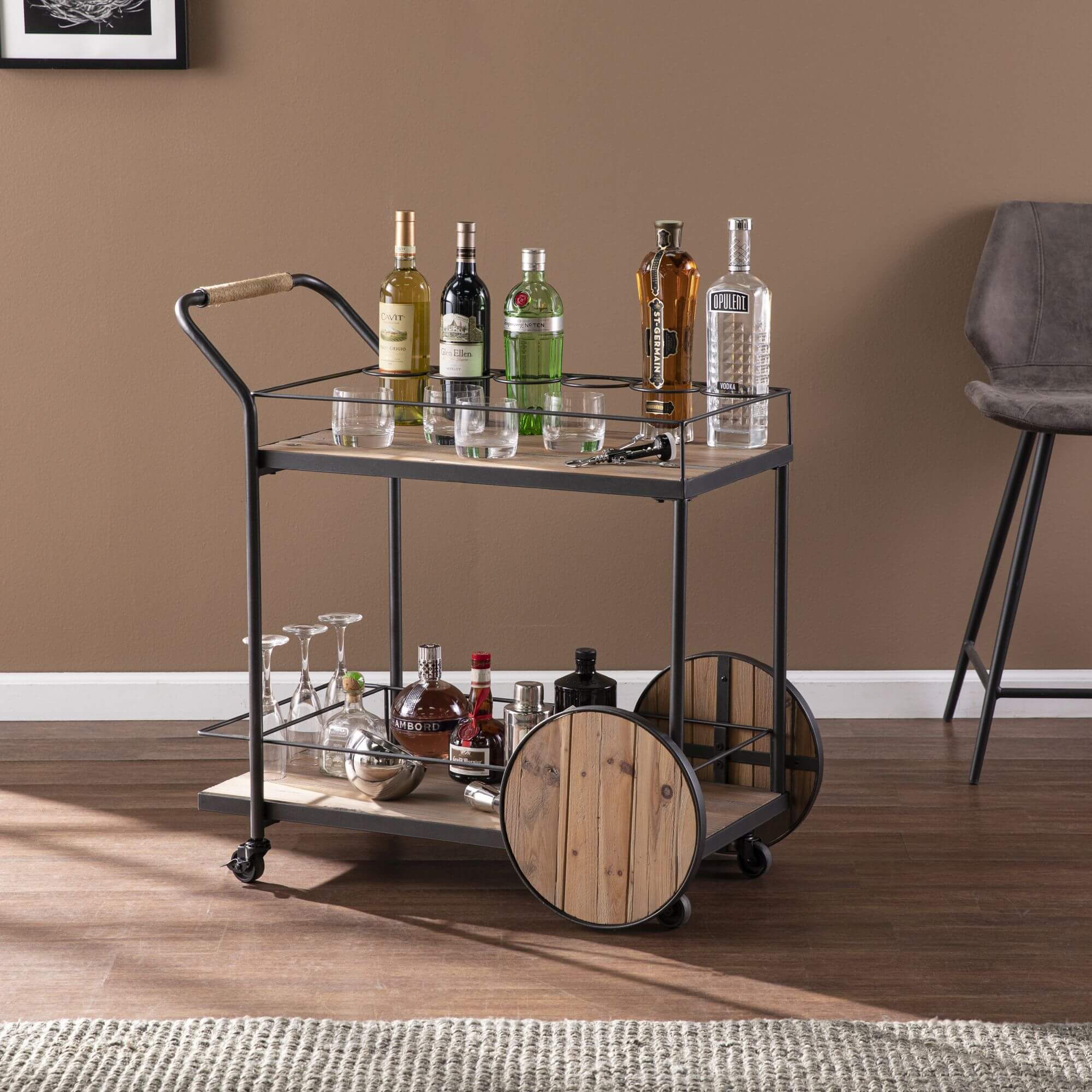 Pemton Reclaimed Wood Bar Cart