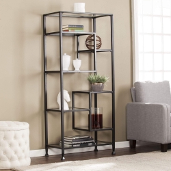 Jaymes Metal/Glass Asymmetrical Étagère/Bookcase