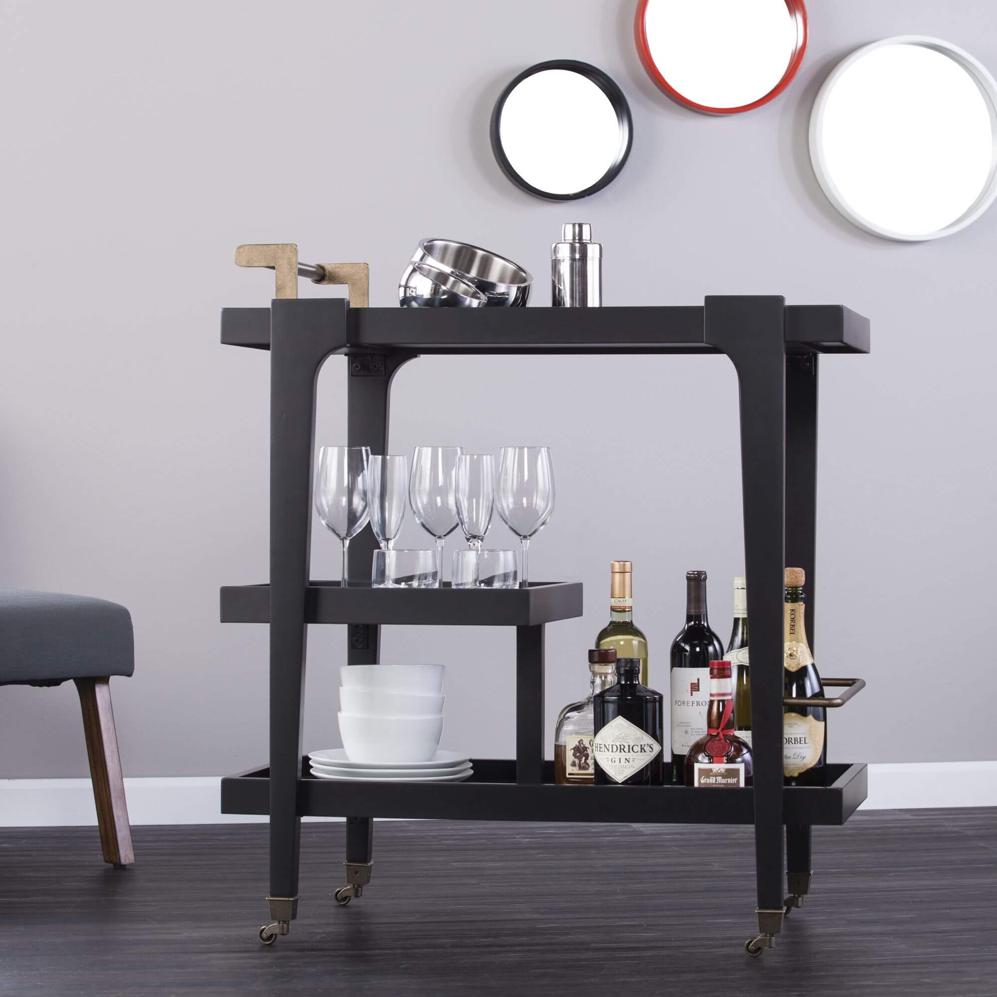 Holly & Martin Zhori Midcentury Modern Bar Cart - Black