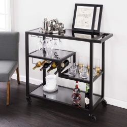 Holly & Martin Zephs Bar Cart – Black w/ Smoked Mirror