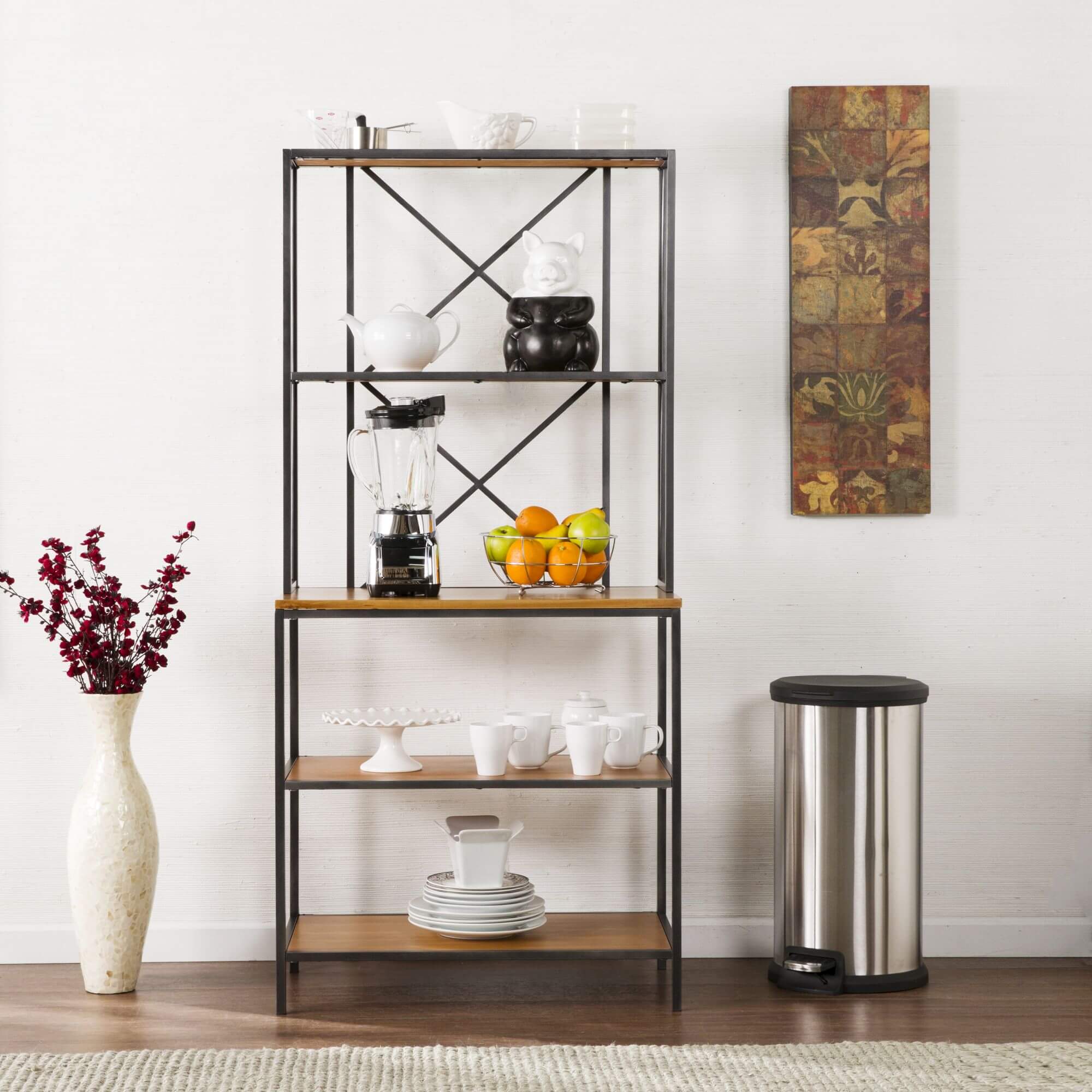 Patrick Two-Tone Mixed Material Bakers Rack