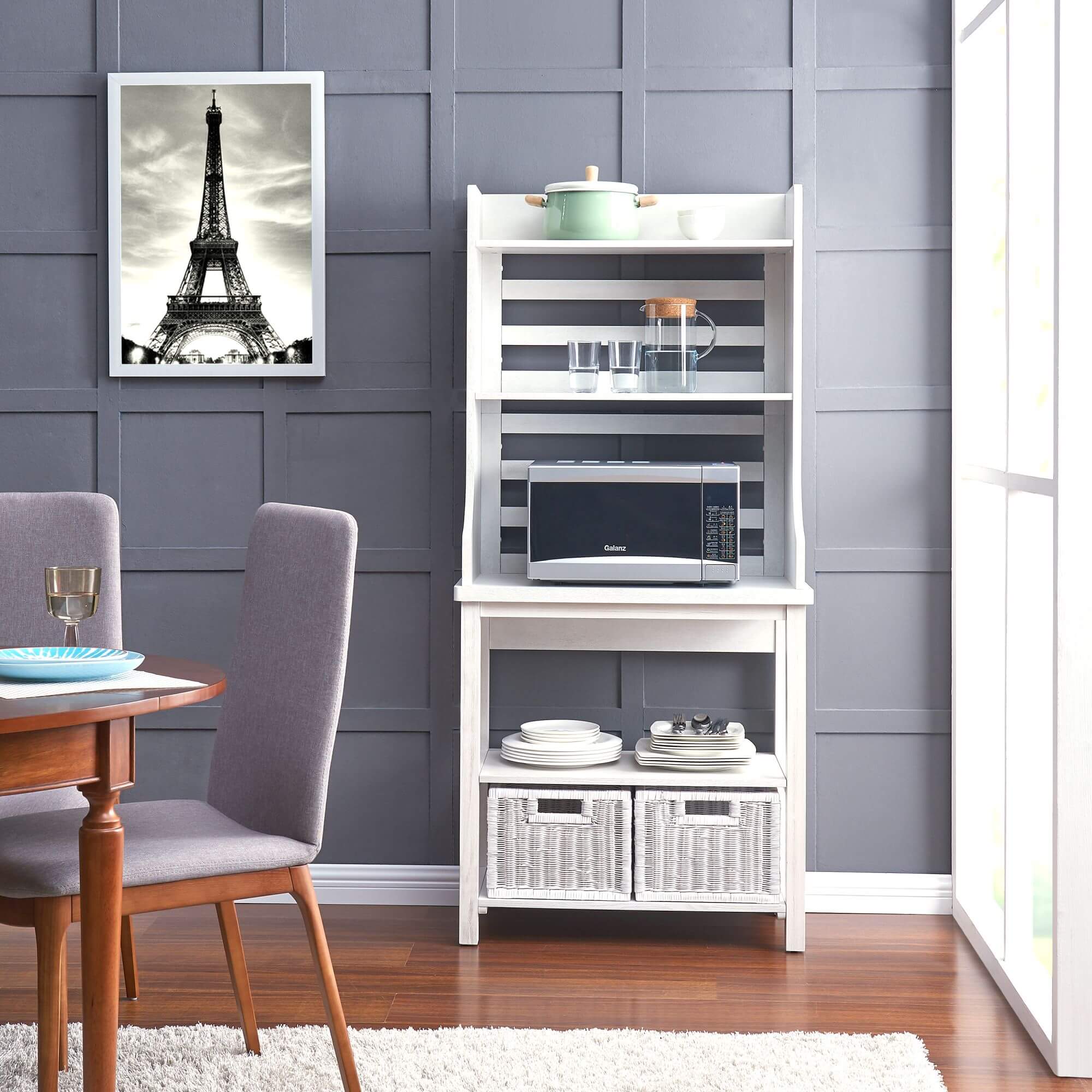 Sheldrake Bakers Rack - Modern Farmhouse Style - White