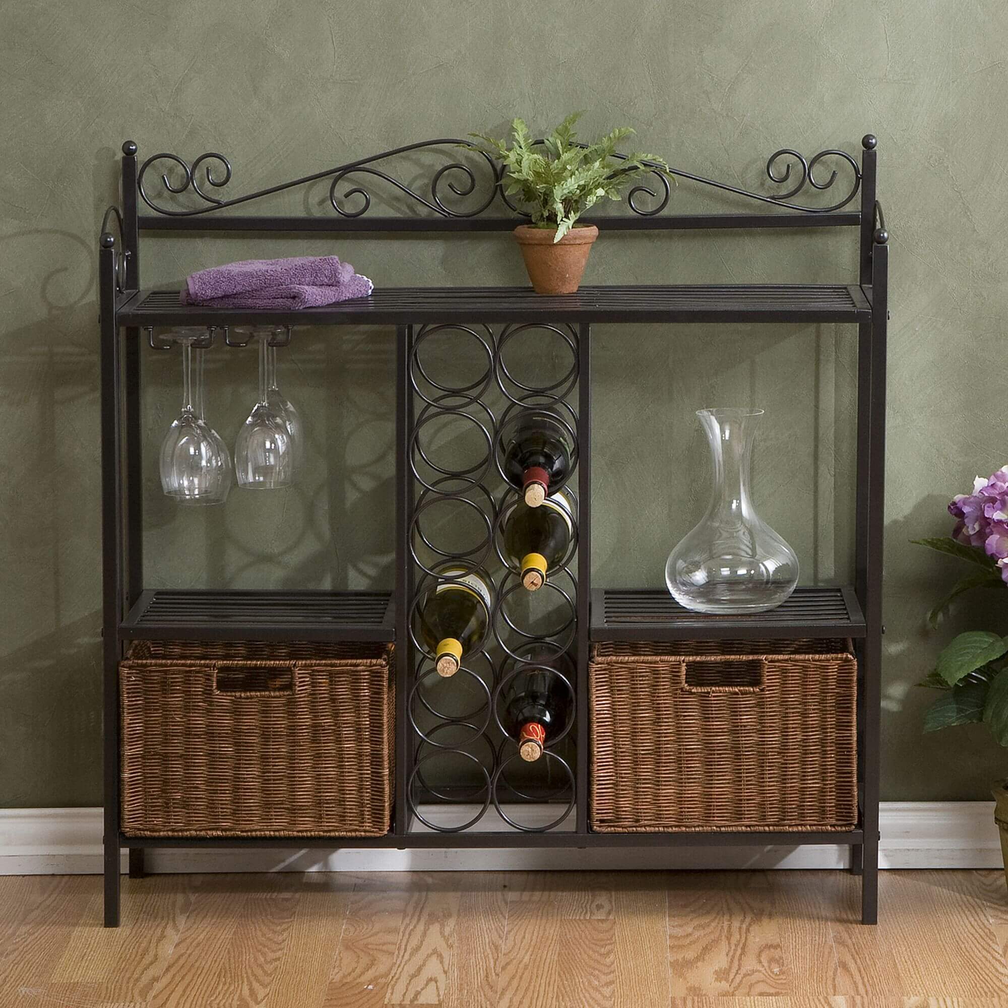 Celtic Bakers Rack w/ Wine Storage - Gunmetal Gray