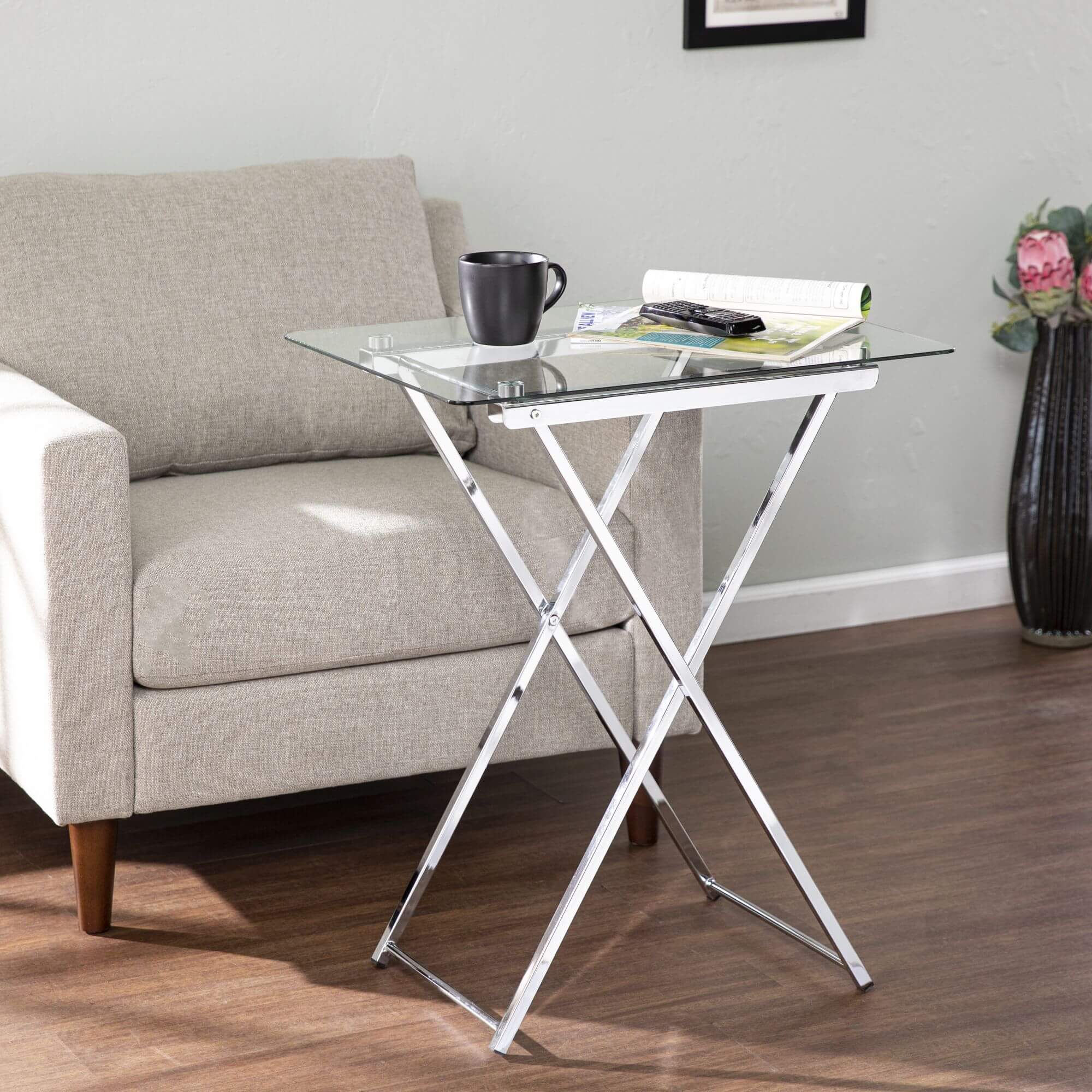 Meridino Folding Tray Table - Chrome
