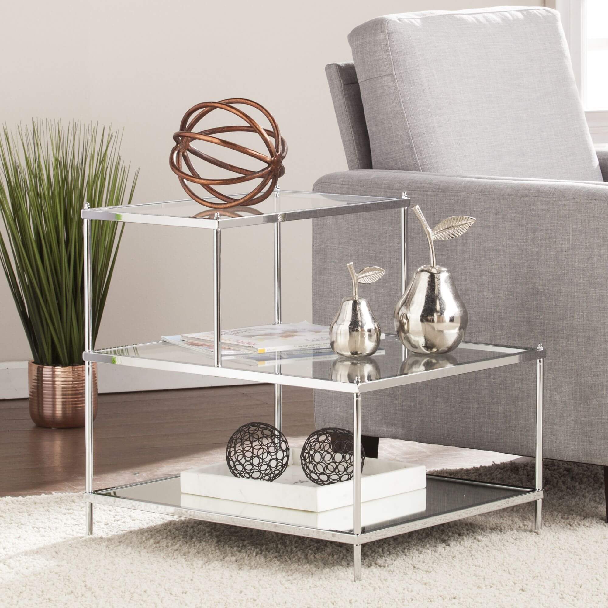 Knox Glam Mirrored Accent Table - Chrome