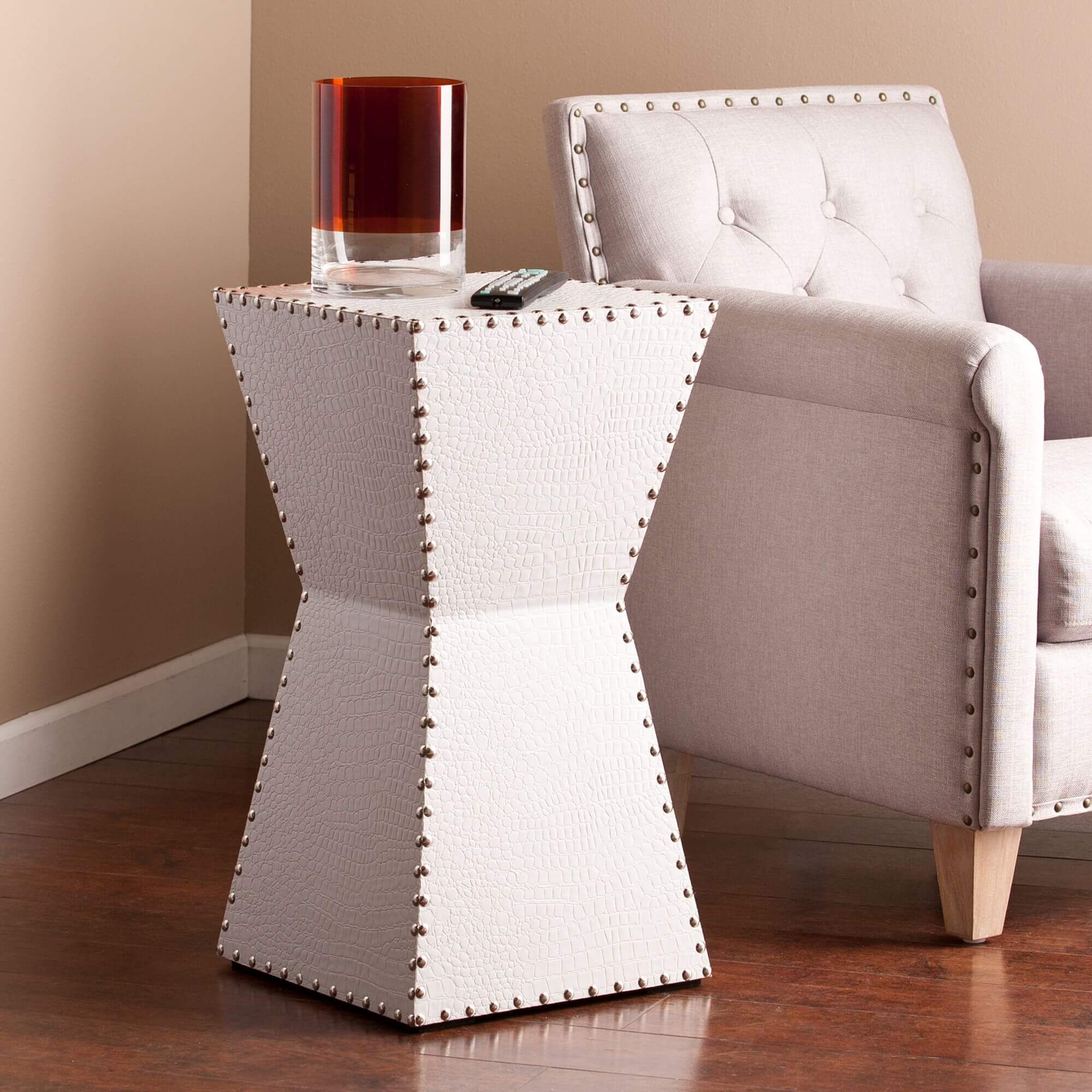 Warrington Faux Leather Accent Table - White