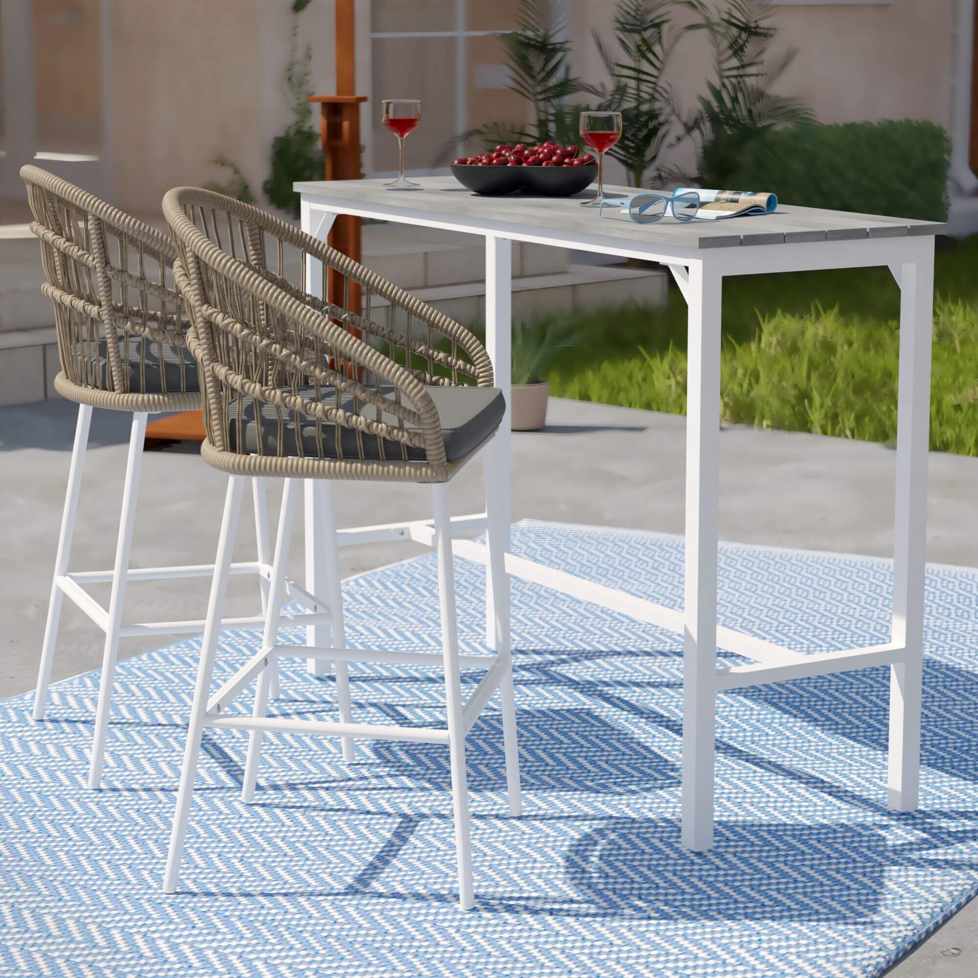 Saverndon Outdoor Bar Stools – 2pc Set