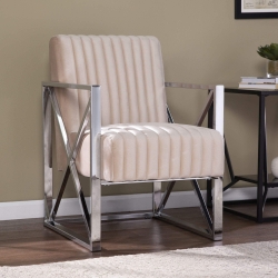 Ellison Velveteen Accent Chair – Champagne w/ Chrome