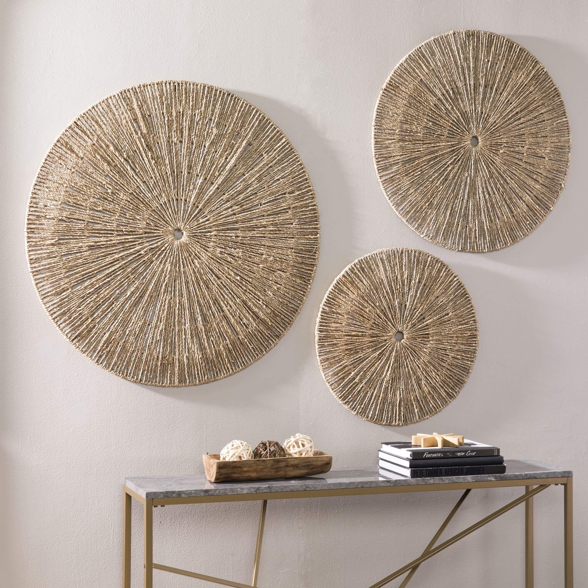 Dahlia Seagrass Wall Décor – 3pc Set