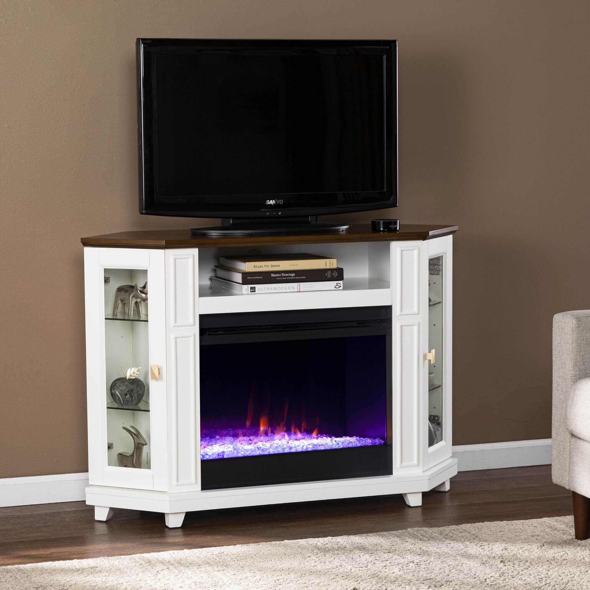Dilvon Color Changing Fireplace with Media Storage