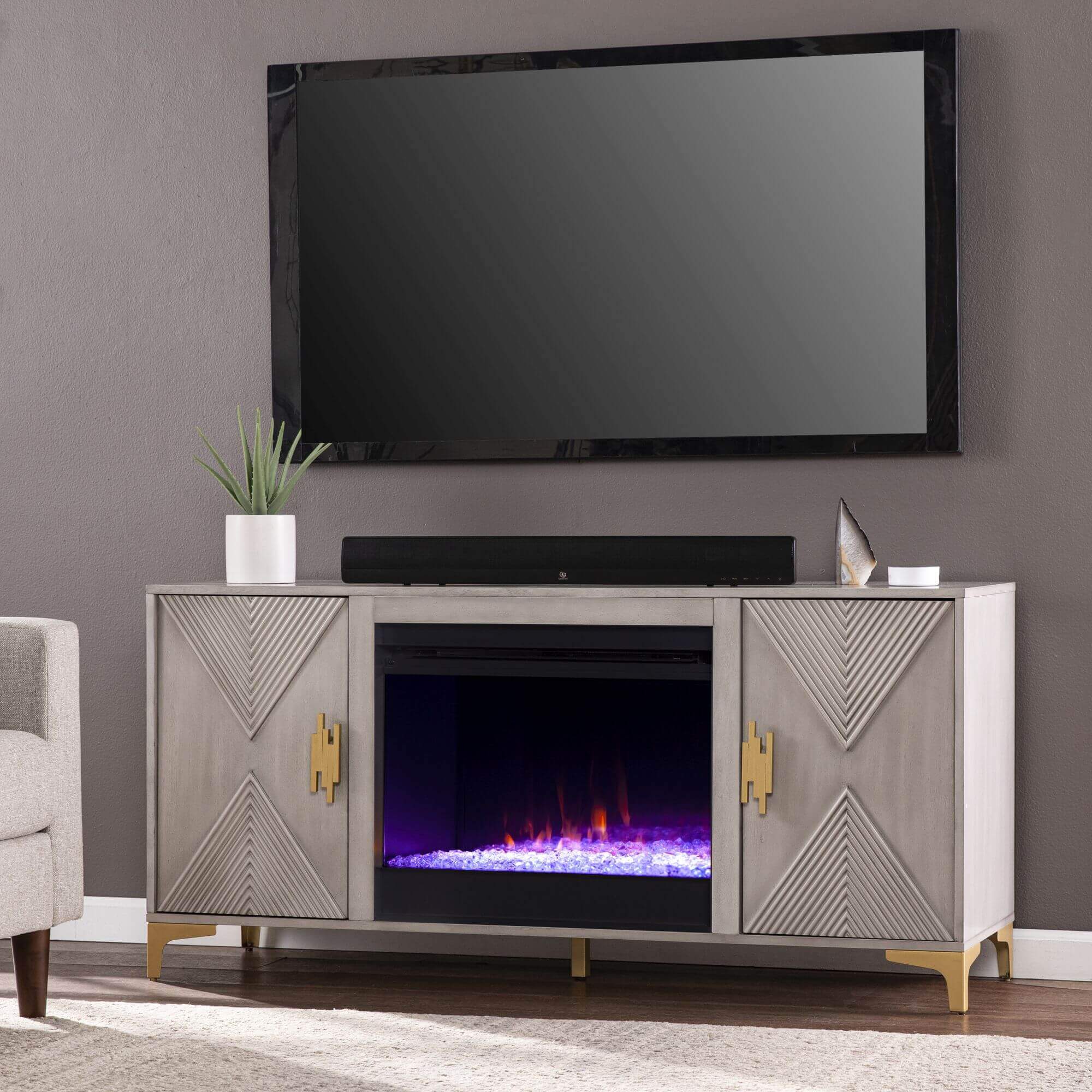 Lantara Color Changing Fireplace with Media Storage