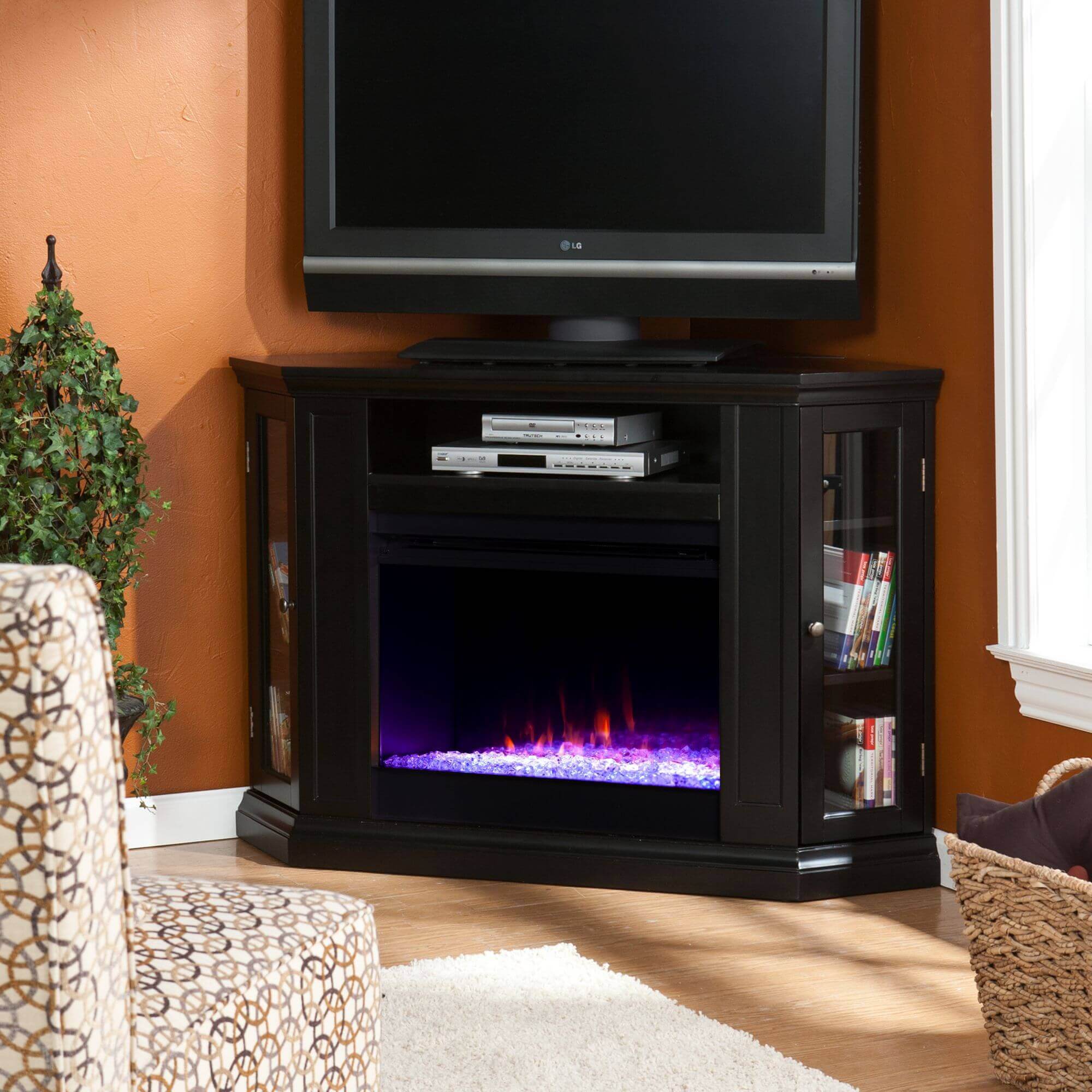Claremont Color Changing Convertible Fireplace - Black