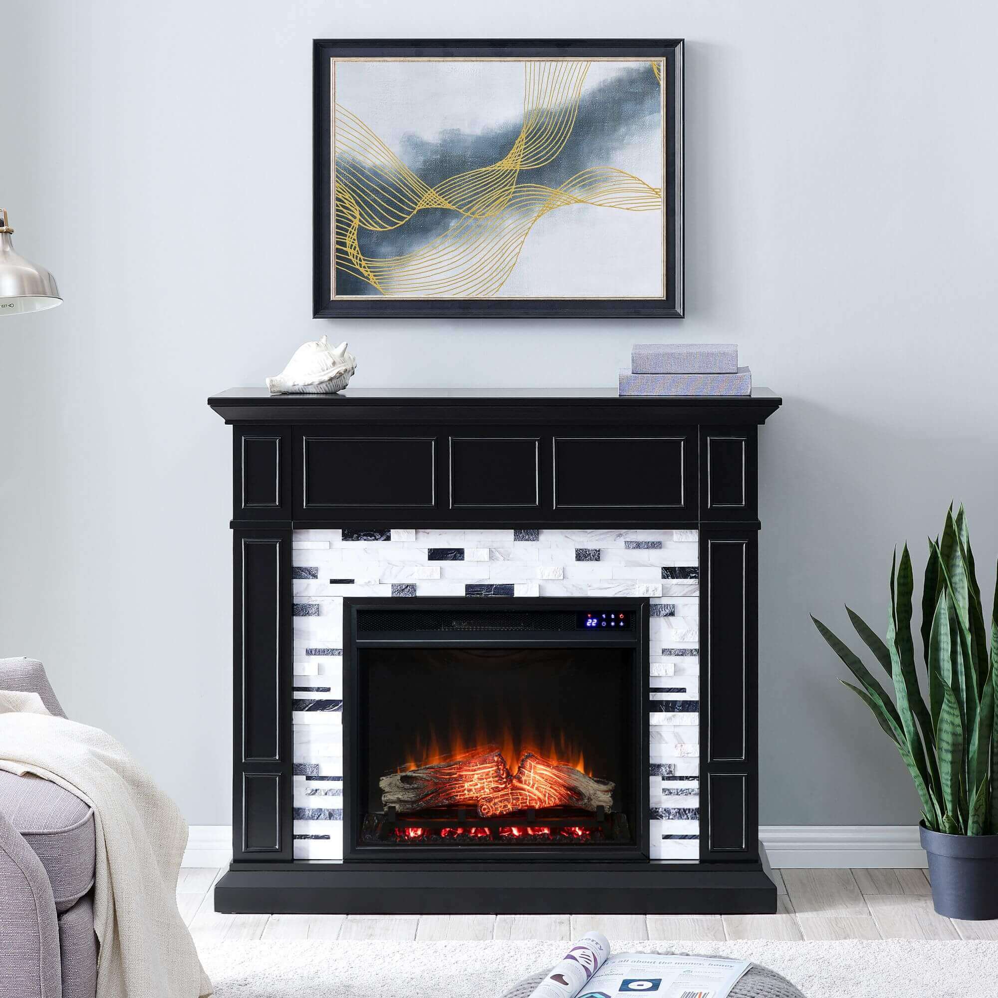 Drovling Marble Touch Screen Electric Fireplace