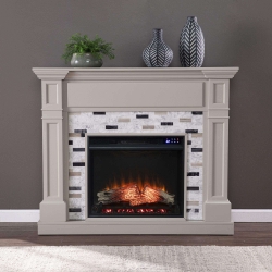 Birkover Touch Screen Electric Fireplace with Marble Surround