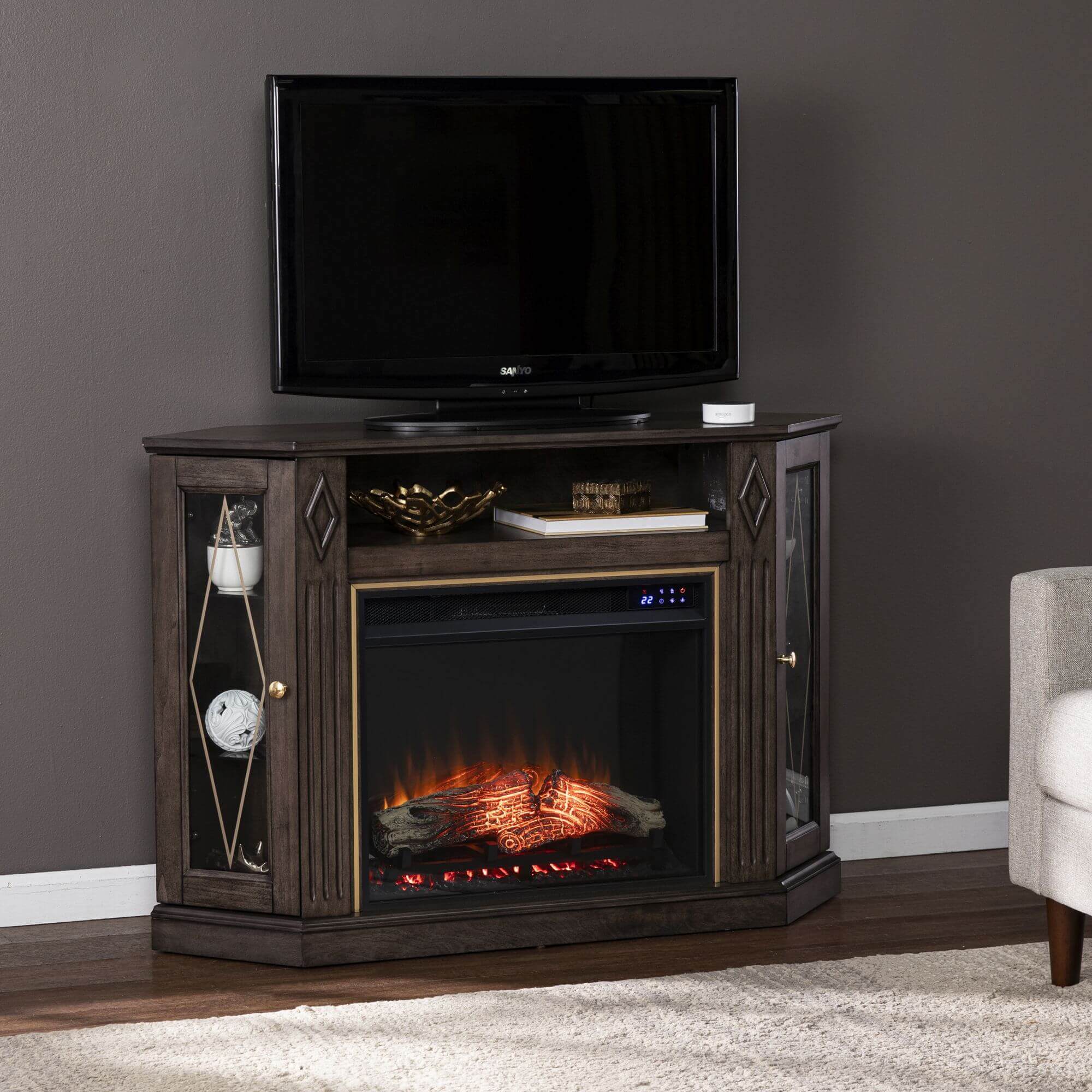 Austindale Touch Screen Electric Fireplace with Media Storage