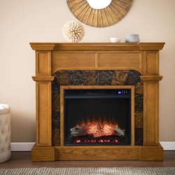 Cartwright Corner Convertible Touch Screen Electric Fireplace with Faux Stone Surround