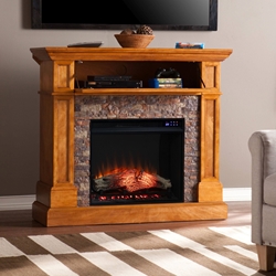Rosedale Convertible Touch Screen Electric Fireplace with Faux Stone
