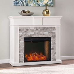 Bondale Smart Electric Fireplace with Faux Stone Surround
