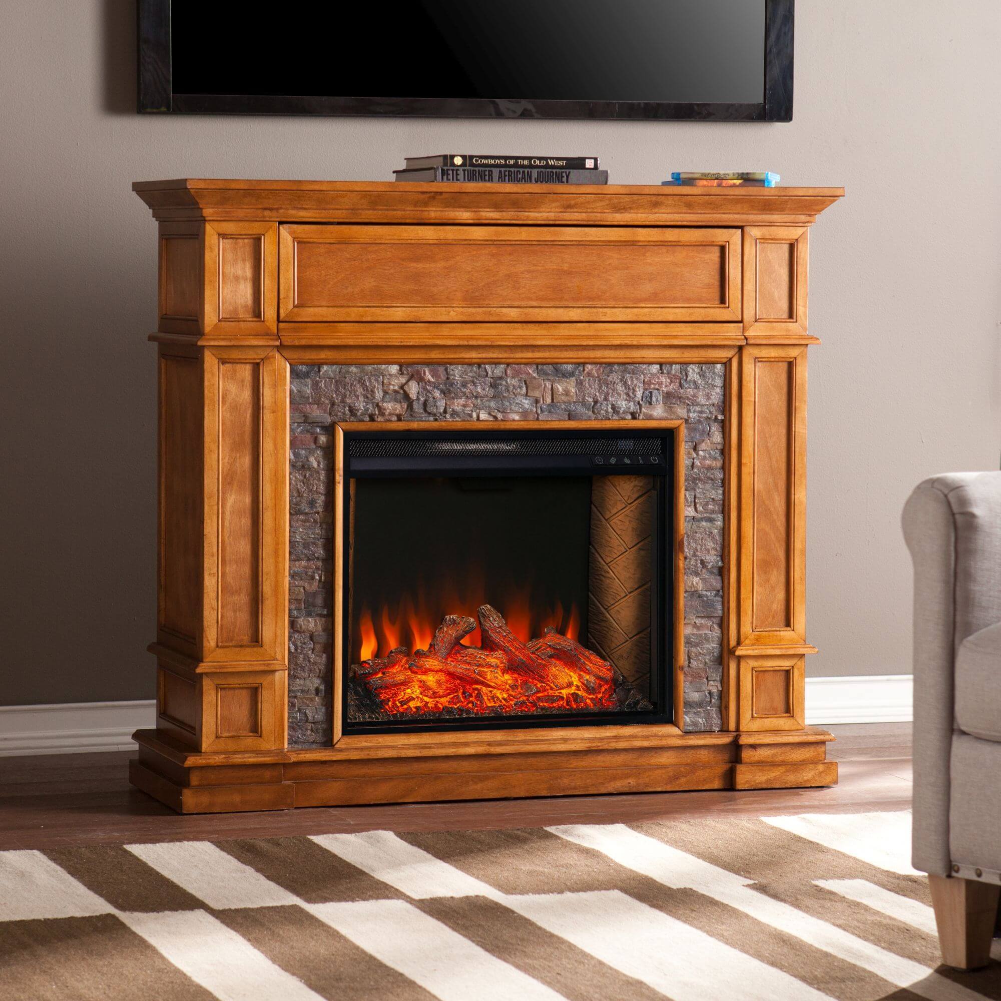 Belleview Smart Media Fireplace with Faux Stone